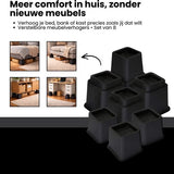 Meubelverhoger Set - Verstelbare Poten - 8 stuks - Zwart - 3 verschillende hoogtes: 10 cm, 15 cm of 22,5 cm