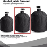 BBQ Hoes Waterafstotend en Rond - Zwart - 15 tot 21 inch - Ø74x98cm - Universeel - Geschikt voor Kamado, Big Green Egg en Grill Guru