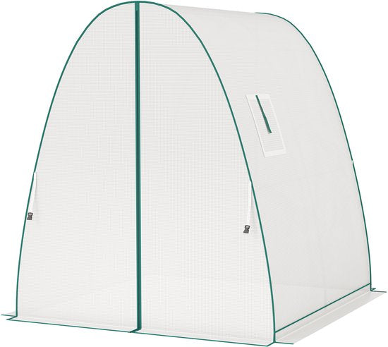 Boogvormige Kas met 2 Roldeuren, Netvensters 1,8x1,8x2 m - Wit