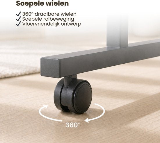 Laptoptafel op Wielen - In Hoogte Verstelbaar