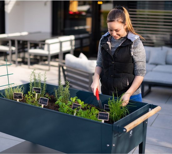 Herstera Garden® Metalen verhoogde Plantenbak Verrijdbaar- 120x60x84cm - Antraciet