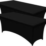 Rechthoekige Tafelhoes Stretch – 180 x 75 x 75 cm – Elastisch & Strak – Wasbaar – Zwart – Voor Feesten, Beurzen & Evenementen