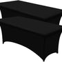 Rechthoekige Tafelhoes Stretch – 180 x 75 x 75 cm – Elastisch & Strak – Wasbaar – Zwart – Voor Feesten, Beurzen & Evenementen