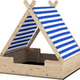 Zandbak met Weerbestendig Tentdak, voor 3 Kinderen 120x120x126,5 cm