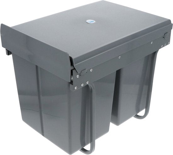 4cookz® Inbouw Prullenbak Duo 2 bakken Afvalscheiding 2x 20 liter - 34 cm breed