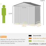Tuinhuis van Weerbestendig Metaal - afsluitbare schuifdeur 213x131x192 cm - grijs
