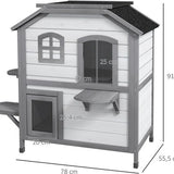 4goodz Kattenhuis 2 laags 78x55x91 cm - Grijs