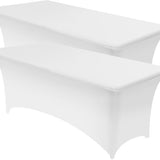 Rechthoekige Tafelhoes Stretch – 180 x 75 x 75 cm – Elastisch & Strak – Wasbaar – Wit – Voor Feesten, Beurzen & Evenementen