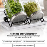Kiemglas - 2 Stuks - 1000ML - Kiempot set - Groente kiemen - Kiempotten voor Kiemgroenten - Inclusief Houder