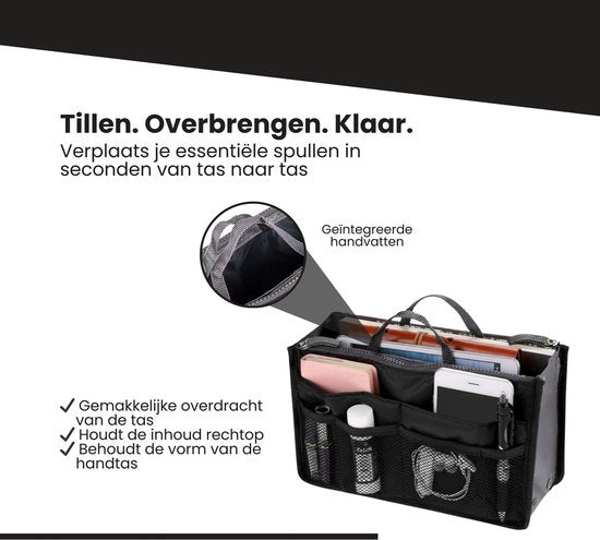 Handtas organizer - Bag in Bag - 11 ruime vakken - 17 9 Tasorganizer
