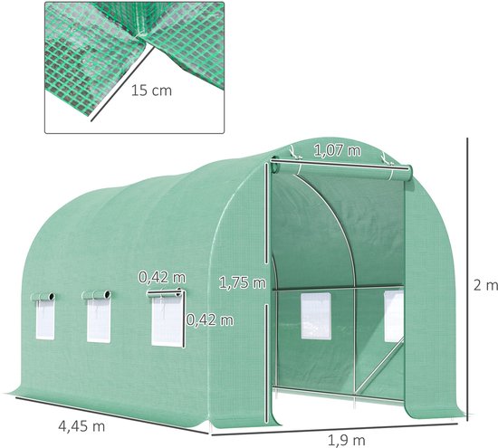4goodz Tunnelserre Foliekas met Gaasplastic 445xx190 cm