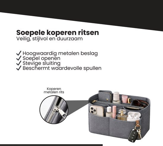 Handtas organizer - Bag in Bag - 11 ruime vakken - 17 9 Tasorganizer