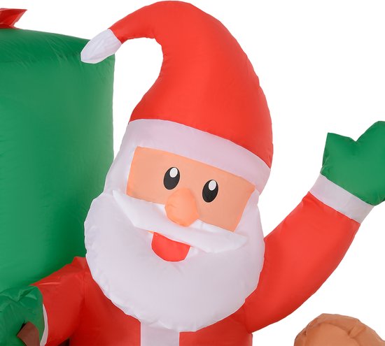 Kerstman met Slee & Rendier opblaasbaar - LED-verlichting - 210x80x140 cm