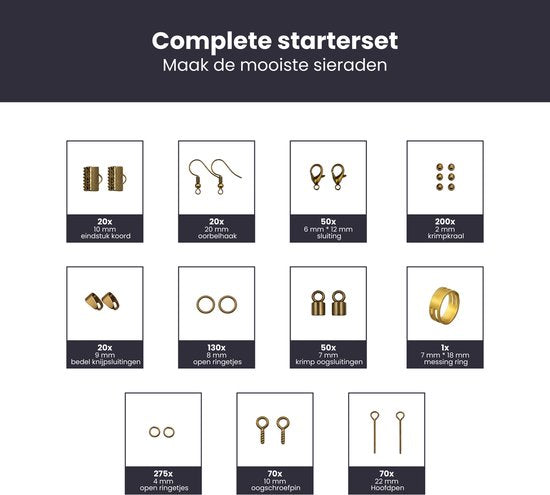 Sieraden Maken Starter Set - DIY Zelf Sieraden Maken Starter Set - Oorbellen - Ketting Hanger - Bedel Armbanden - Resin - Juwelen Start Pakket - Koper