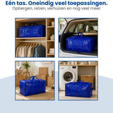 Opbergtassen XL - Blauw - 4 Stuks - 92 Liter - Verhuistassen - Big Shopper - Waterdicht - Opbergzak met Handvat