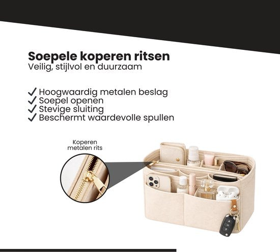 Handtas organizer - Bag in Bag - 11 ruime vakken - 17 9 Tasorganizer