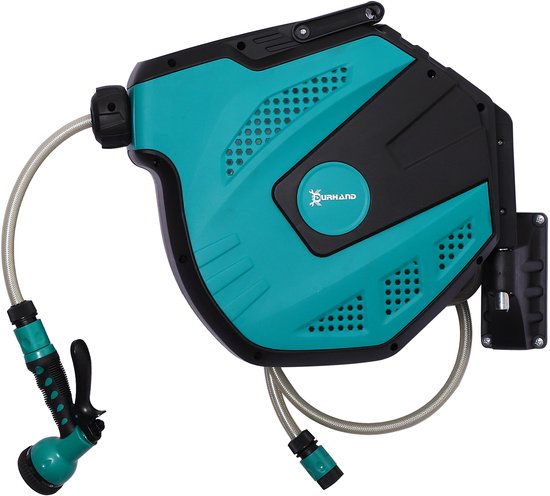 4goodz Wandslangenbox 15 mtr Tuinslang Haspel Autom. - Zwenkbaar 180°