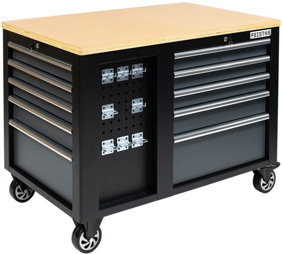 FEISTOS Hektor Mobiele werkbank - 114x73x89 cm - Zwart