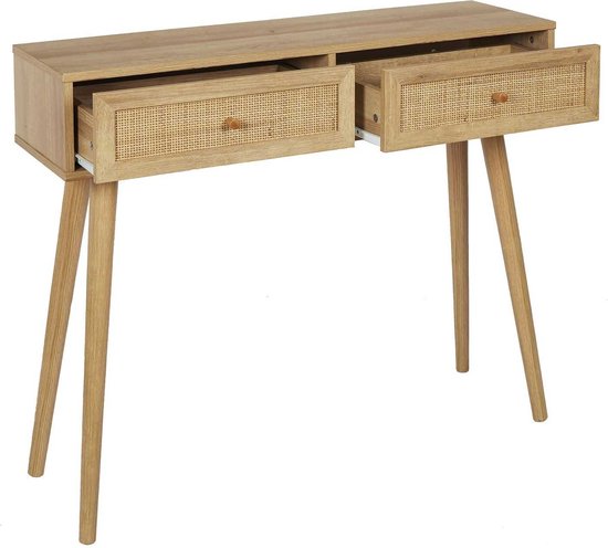 Side Table Bali met Rattan voorzijde 29x100x81 cm - Gangtafel - Bruin
