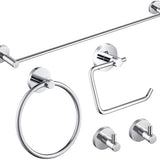 Badkamer Accessoire Set - Chroom – 4-delig – Handdoekstang, WC Rolhouder, Handdoekring & Haak – RVS – Wandbevestiging – Modern Design