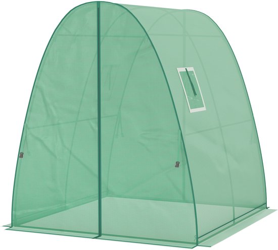 Boogvormige Kas met 2 Roldeuren, Netvensters 1,8x1,8x2 m - Groen