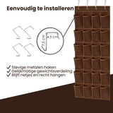 Schoenenkast Hangend - Schoenenzak 24 vakken - Opbergen van Schoenen aan Deur - Schoenenzak Bruin - Oplossing voor rondslingerende schoenen - Hoogwaardige Schoenenkast