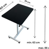 Laptoptafel op Wieltjes - 60 x 40 cm - In Hoogte Verstelbaar - Zwart - Wit - Ontbijttafel op Wielen - Bedtafel