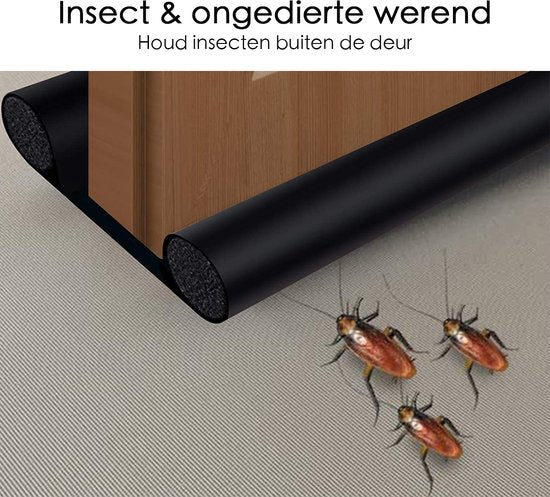 Tochtstopper Deur - Tochtrol - 94.5 cm - Zwart - Seal Strip - Tochtstrip - Tochtkussen - Tochthond - Tochthond Dubbel - Dubbele Tochtrol - Tochtkussen voor Deur