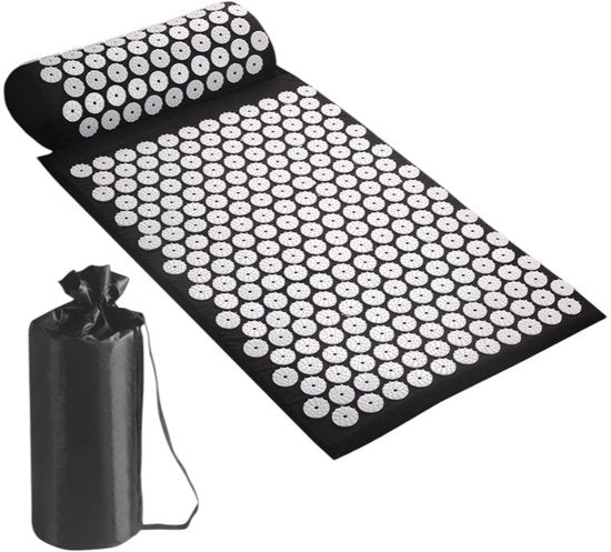 Spijkermat Set met Kussen - 64x44 cm - Zwart - Acupressuur Mat & Spijkerbed - Inclusief Acupunctuur Kussen - Shakti Massage Ervaring