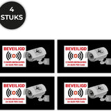 24ME® - 4 Stuks Camerabewaking Stickers - Plakzijde Binnenzijde - Camera stickers - Videobewaking stickers - Alarmstickers -