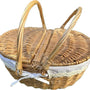 Luxe Ronde Rotan Picknickmand met Serviesset & Houten Serveerplank – Compleet 2-Persoons Picknickpakket met Deksel, Glazen en Binnenvoering