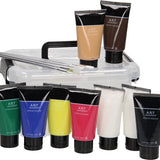 Acrylic box 9 tubes + 6 penselen
