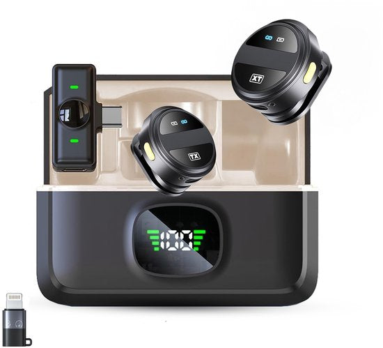 Draadloze Microfoon - 2 Stuks - Geschikt voor iPhone, Android en Camera - Plug & Play - Meter Bereik