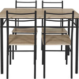 Eettafel-set Loka met 4 stoelen 110x76x70cm - Bruin/Zwart