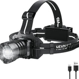 Hoofdlamp Oplaadbaar 3600 Lumen - LED Hoofdlamp met Bewegingssensor - IPX6 Waterdicht - 6 Lichtstanden - USB Hoofdlamp voor Hardlopen & Kamperen