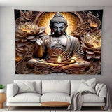 Sasemy® Lotus Boeddha wandkleed - Wanddecoratie - Slaapkamer decoratie - Woonkamer decoratie - Kantoor decoratie