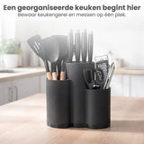 Keukengerei houder - Zwart - Aanrecht Organizer - Pollepel houder - Keuken Organizer - Kunststof - Messenhouder - Messenhouder - Messenblok