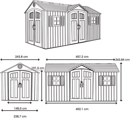 Lifetime - LG60318 - Tuinhuis - Tuinschuur - 244 x 244 x 457 cm