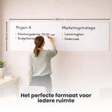 FLOKOO Whiteboard Sticker XL Zelfklevend (200 x 45 cm) met 4 Stiften met Wisser - Whiteboard Folie - Beschrijfbare Muursticker - Whiteboardsticker - Whiteboardfolie - Schoolbord Folie - Memobord Folie