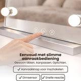 ⁠Jeemsie – Hollywood Spiegel met Verlichting – 3 Lichtstanden, Dimbaar, Touch – Tafel & Wandmontage – 58×48 cm – Wit
