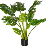Kunstplant Monstera 110cm - 11 Bladeren en zwarte Pot