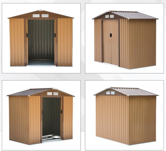 4goodz Gereedschapsschuur Metaal 127x213x185 cm - Bruin