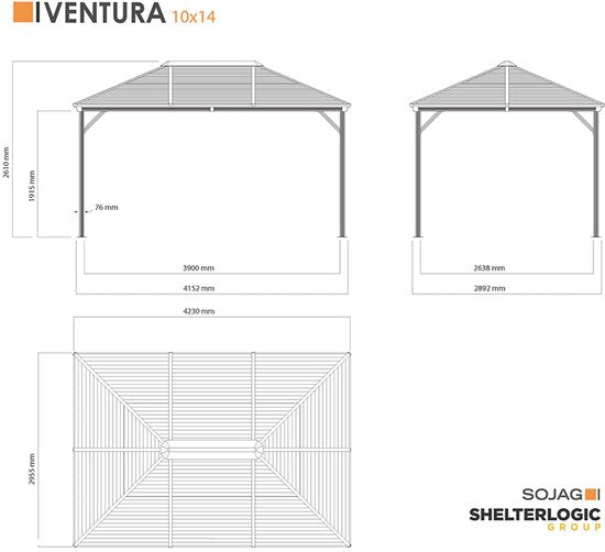 Sojag - SJ04200 - Paviljoen - Pergola - Partytent - 261 x 296 x 423 cm