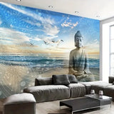 Sasemy® Strand Boeddha wandkleed - Wanddecoratie - Slaapkamer decoratie - Woonkamer decoratie - Kantoor decoratie