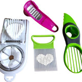 Sasemy® - Tools voor in de keuken - Set van 4 - #5 - Championsnijder, Keuken Gadget - Fruitsnijer - Keuken Accessoires - Kitchen Tools - Knoflook-en of gember rasp - Avocadosnijder - Citrussnijder - Sinterklaas cadeau - Kerst cadeau - Campinghulp