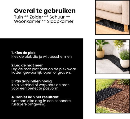 Kattenverjager Afweermatten Set - 10 Stuks - 40 x 33 cm - Afweermiddel voor Katten - Antiklimstrips Katten - Kattenschrik - Kattenverjager
