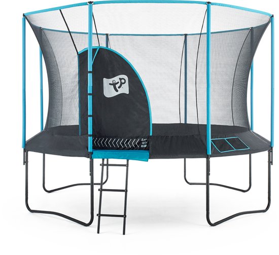 TP Toys Trampoline 365 cm Genius 12 - met veiligheidsnet - Zwart-blauw