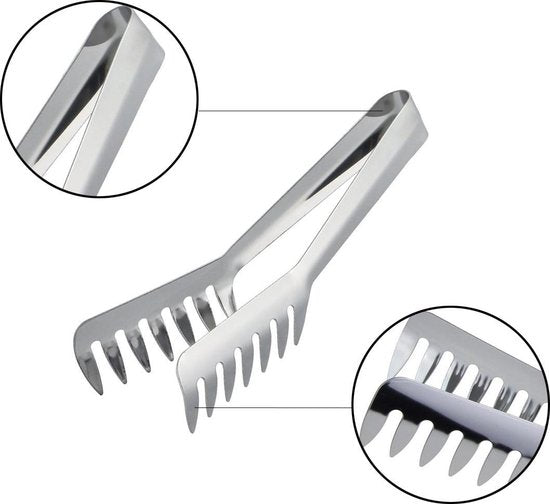 Pastatang - Spaghetti tang - Opschep tang voor de pasta - Keukentang - Pasta Tongs - RVS - 20,5 x 8,5 x 3,5 cm - Vleestang - Serveertang - Spaghettitang