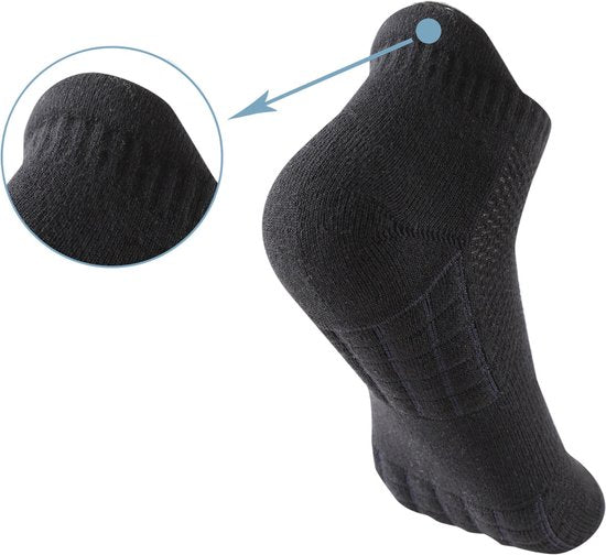 Hardloopsokken - 5 paar - Zwart - Maat 40-44 - Hardloopsokken - Running Socks - Korte Hardloop Sokken - Sportsokken - Tennissokken - Hardloopsokken Heren - Hardloopsokken Dames - Sportsokken Heren - S