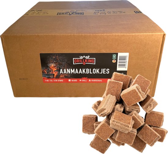GrillKing Aanmaakblokjes Premium - stuks - Geurvrij - lange brandduur - BBQ & Haard